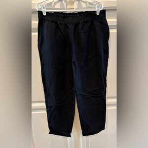 H&M Black Linen Ankle Pants with Elastic Waist, Women’s 12